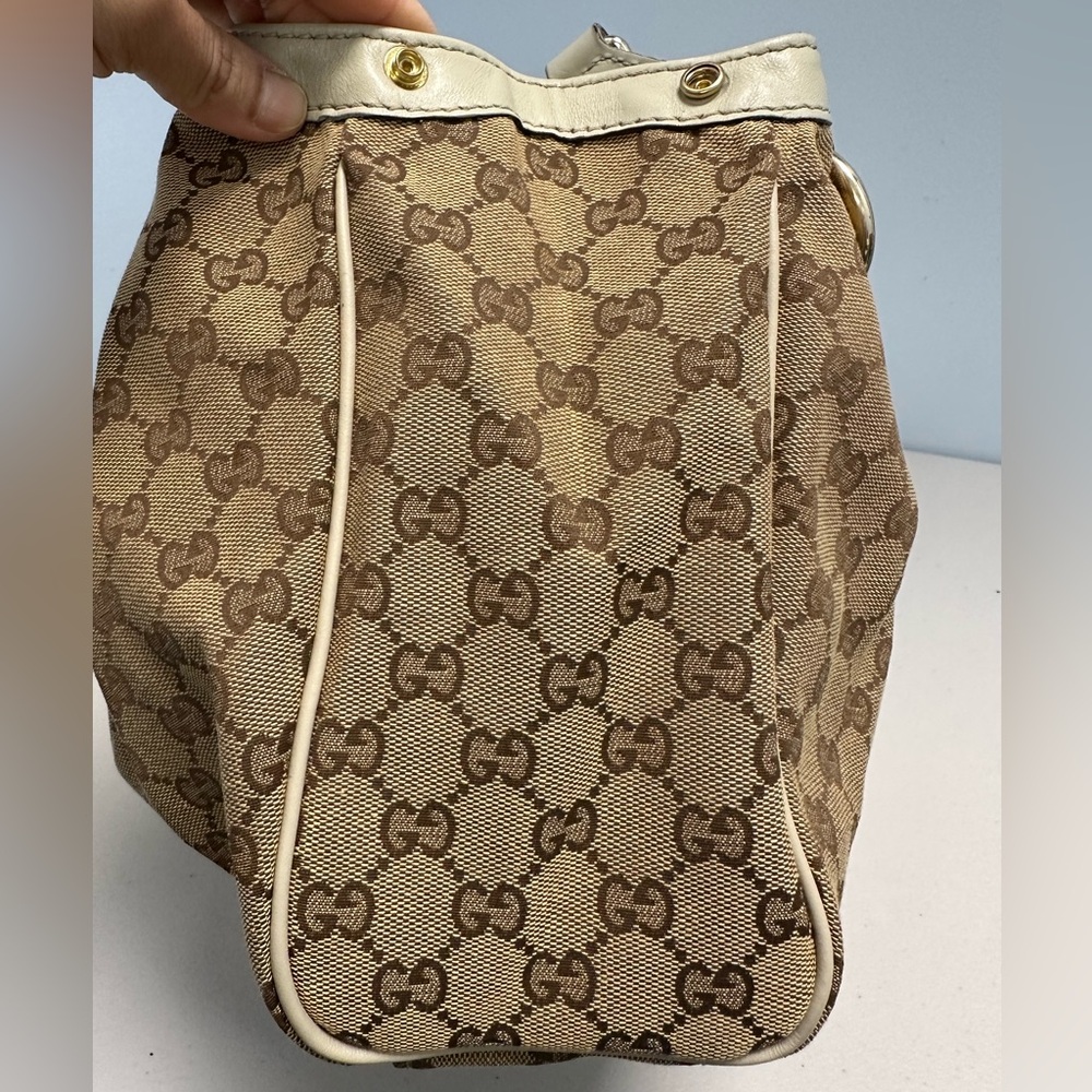Gucci Handbag Sukey Large Canvas Tote Bag Leather Trim Beige - Picture 9 of 16